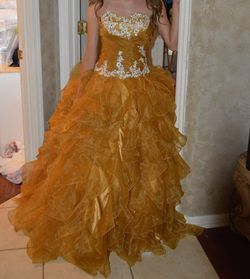 BEAUTIFUL Dark Gold SWEET 16 / QUINCEANERA Dress SIZE 1-2