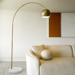 Modern Brass Arc Floor Lamp with Marble Base
