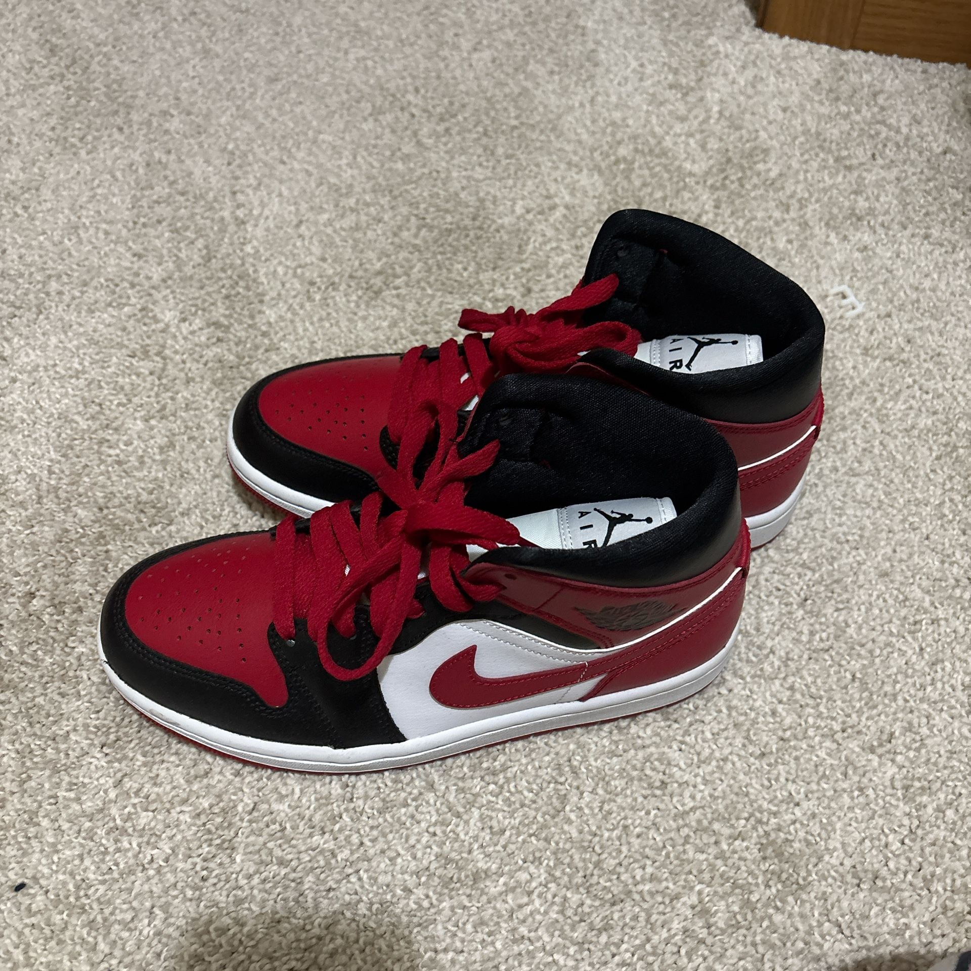 Jordan 1 Mid Red Black White GS