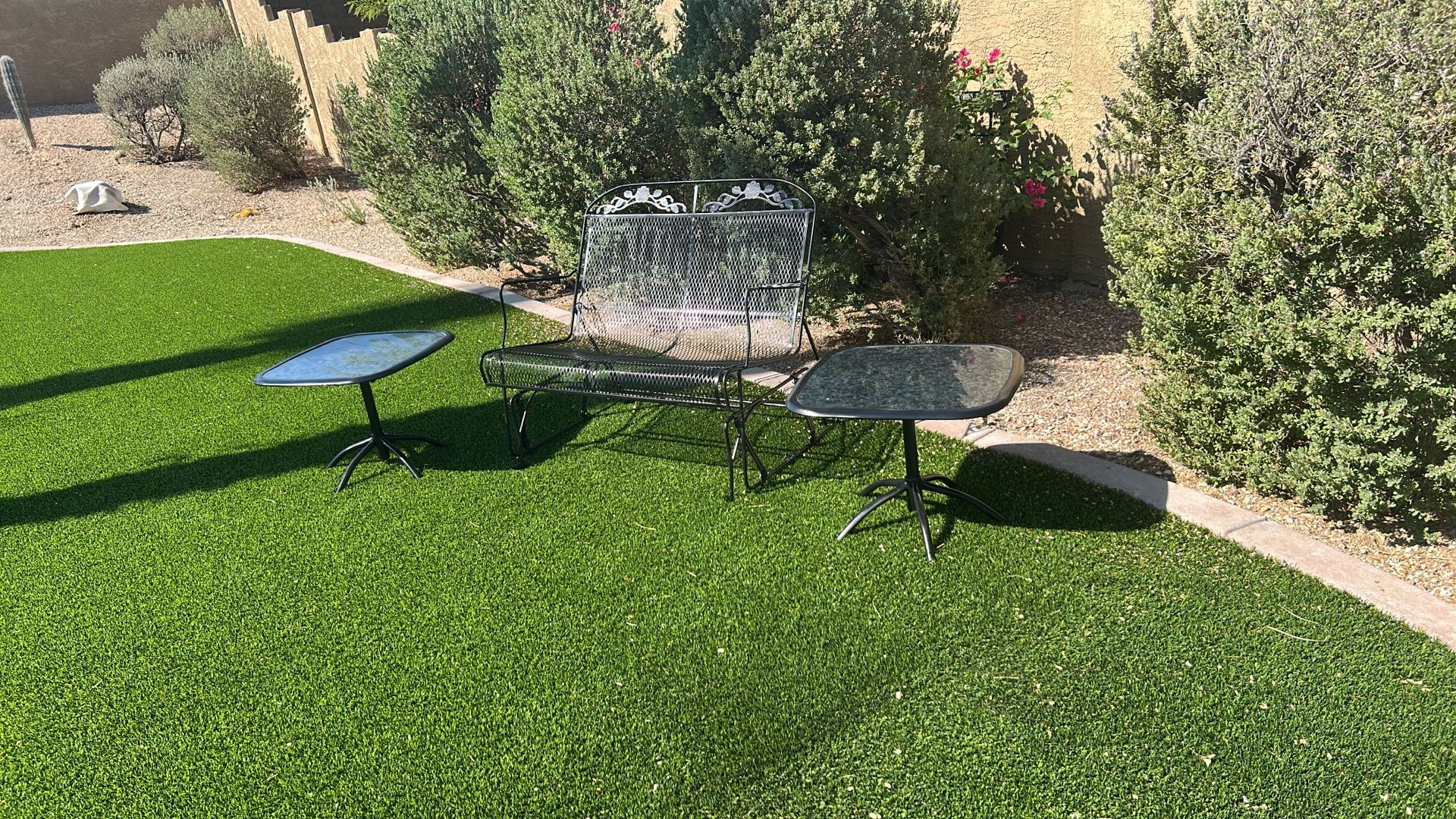 Glider Bench With 2 End Tables