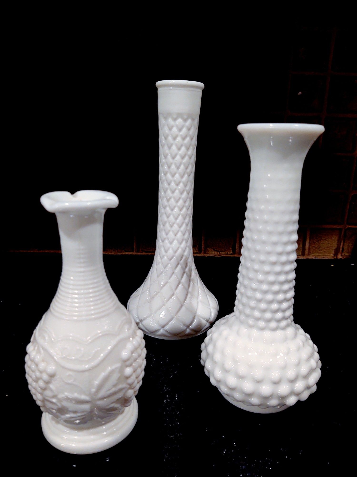 Vintage Milk Glass Bud Vases