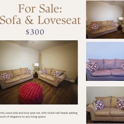 Living Room Set: Love Seat & Sofa 