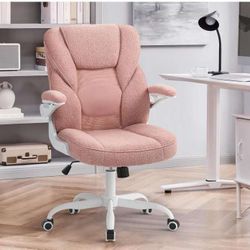 Home Desk Office Chair with Arms and Wheels, Comfortable Executive Computer Chair, Breathable Mesh and Teddy Fleece Fabric Swivel Task Chairs for