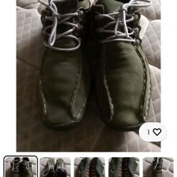 Men's Olive Green Suede Leather Adidas Shoes Size 10.5