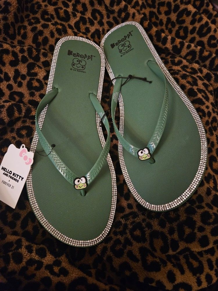 Sanrio & Friends Keroppi Rinestone Flip Flops