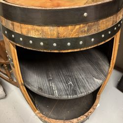 Whiskey Barrel Bar With Glass Top