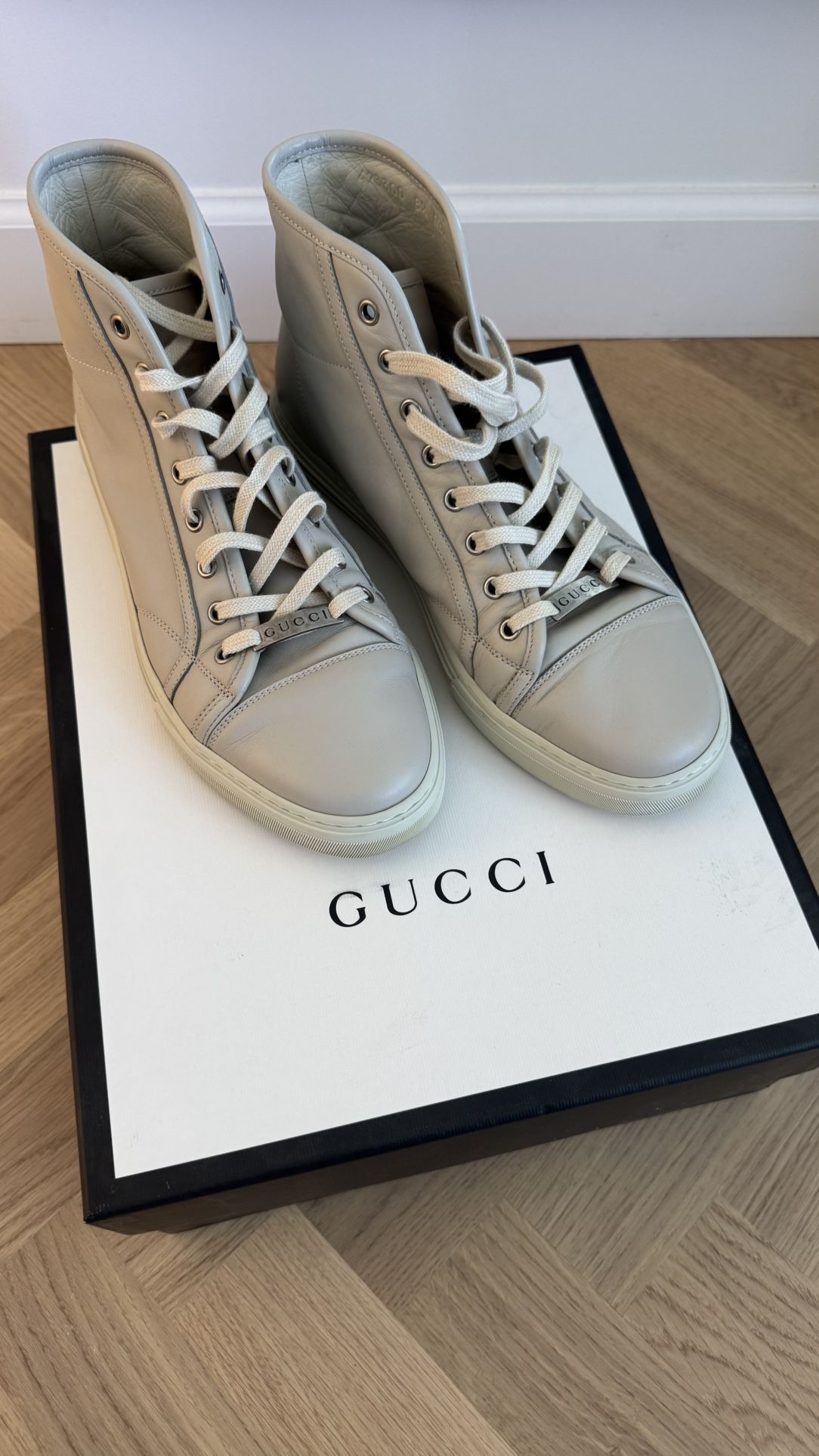 Authentic Gucci Cream Leather High-Tops