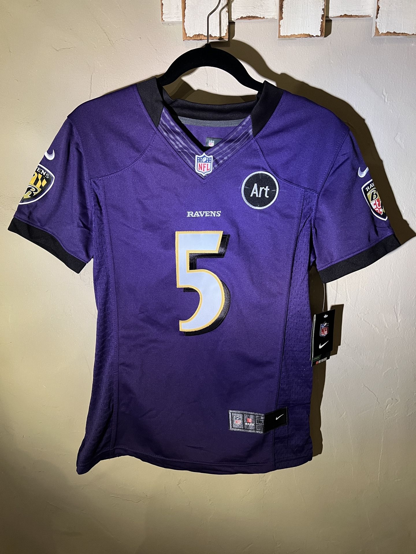 Nike NFL On-field Flacco #5 Baltimore Ravens Womens Medium Athletic Jersey Art Patch New