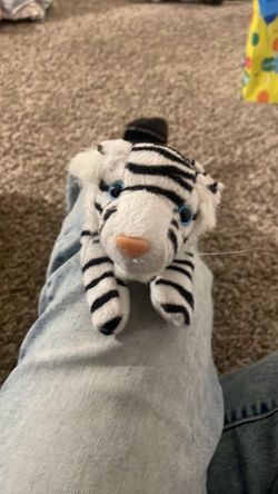 Black and white striped tiger plush