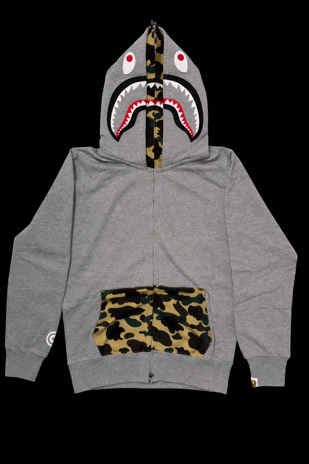 Gray Half Camo BAPE Double hooded zip Up