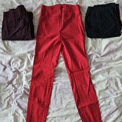 7TH AVENUE NEW YORK & CO Dress work pants leggings stretch stretchy waistband. NEW NO FLAWS! Red black purple. 3 for $35. $15 each.