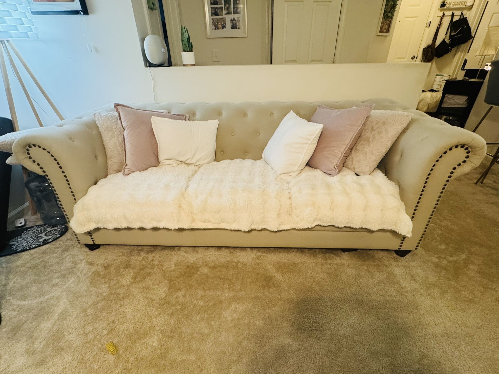 Beige Tufted Sofa