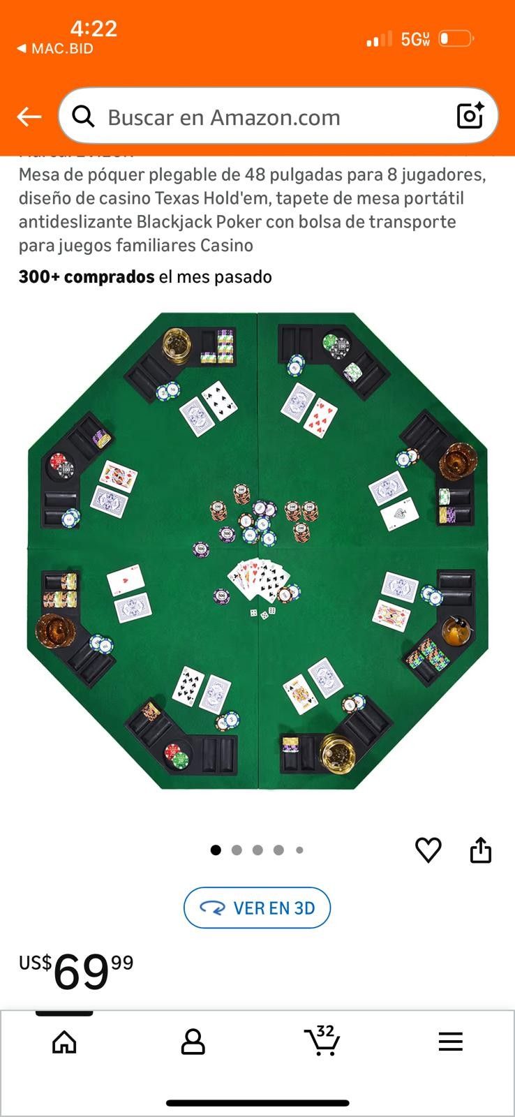 Table Poker Top Foldable 