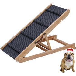 QUCHRYO  Foldable Wooden Dog Ramp & Pet Stairs 