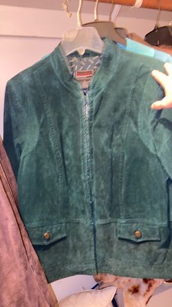 Leather green coat