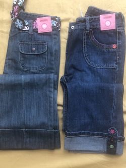 NWT Lot 2 Girls Gymboree Adjustable Waist Straight Denim Blue Jeans Size 10