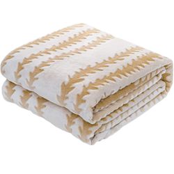 Light Brown Stripe Blanket 80" x 90" (2 Pack Set of 2) Soft Blanket for Bed, Sofa,Couch, Camping, Travel