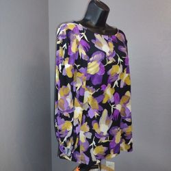 Susan Graver multicolor floral blouse size small
