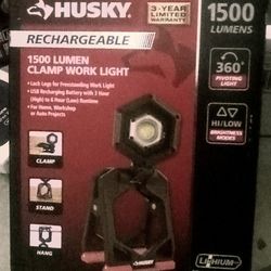 Husky 1500 Lumen Rechargeable Lithium Clamp Work Light 