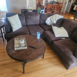 Brown Corduroy Sectional Sofa