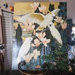 Colorful Prinf Titled "Three Cackatoos" by Jessie Arms Botke 22"×28"