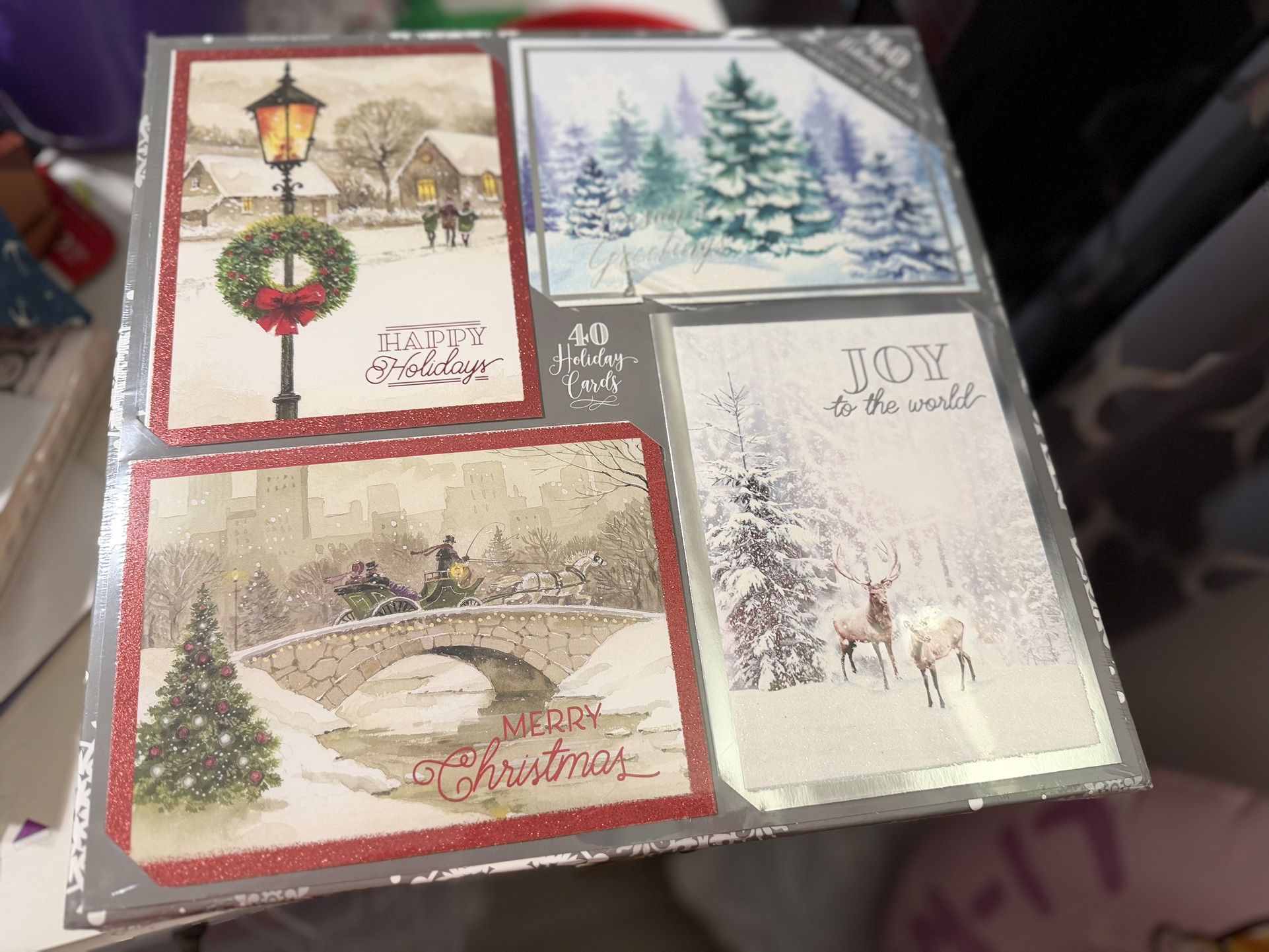 40 Holiday Christmas Greeting Cards with Matching Self-Seal Envelopes