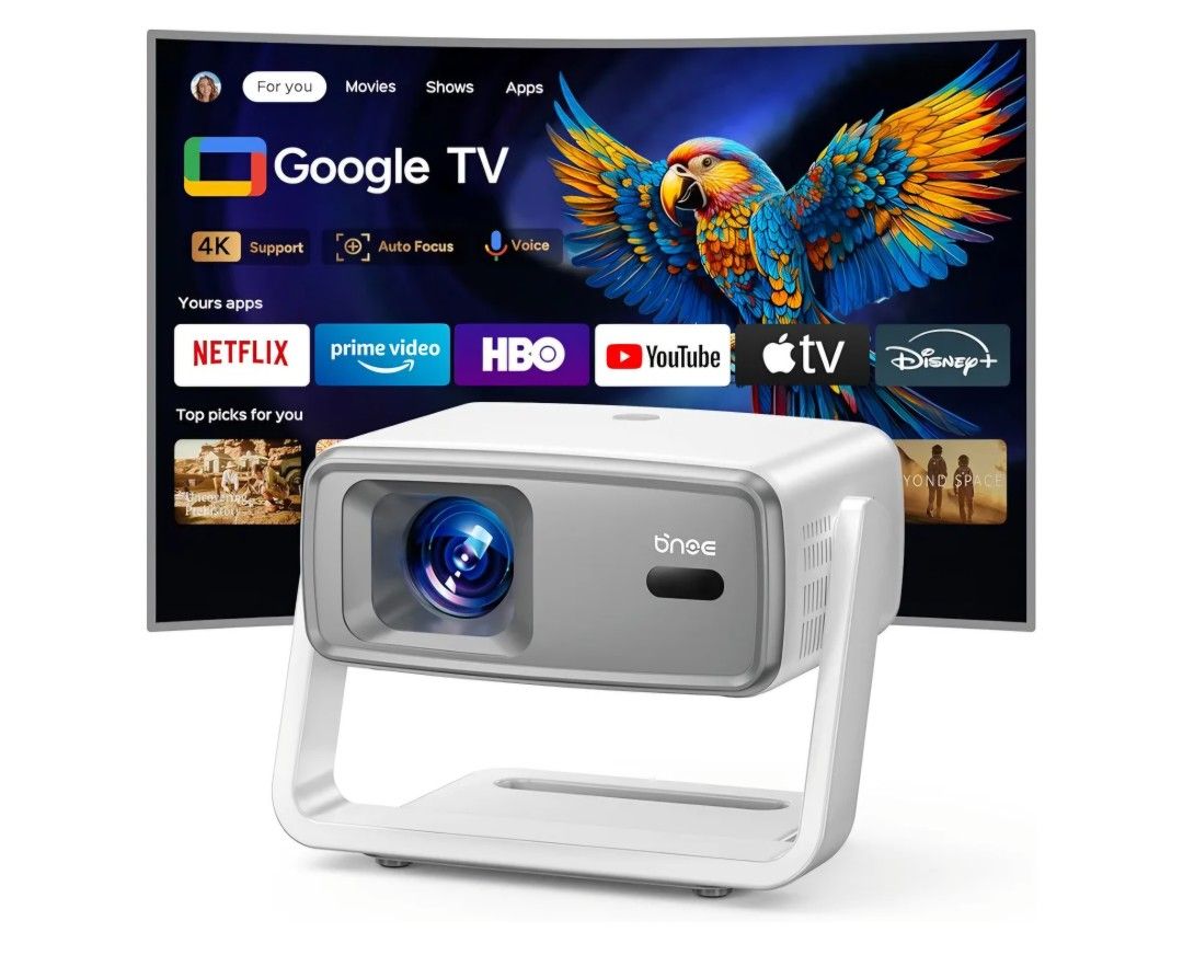 4k Projector with WiFi and Bluetooth, Outdoor Smart Projector 4k Auto Focus & Voice Control, Built-in 10,000+ Apps Native 1080P Proyector for Home Mov