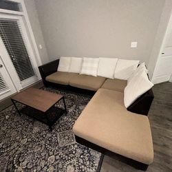 Black/ Tan Sectional Couch