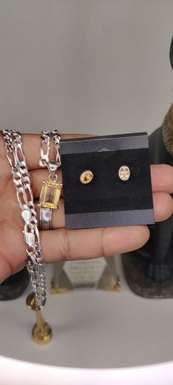 Yellow gemstone chain & earrings Combo