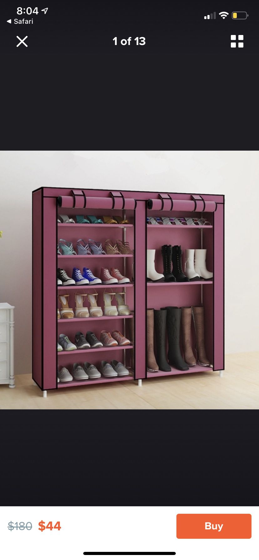 6 Tier 12 Grid Home Shoe Rack Shelf Storage Closet Organizer Cabinet with Cover $44