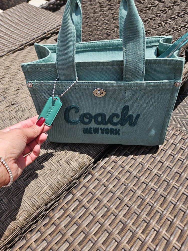 Authentic Coach Purse Turquoise With Crossbody Strap