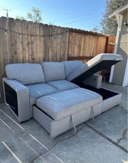 Free Delivery! Grey Sectional Couch with Bed and Storage