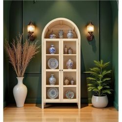 71 Inc Tall Storage Arched Cabinet With Glass Door