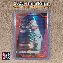 COOPER PRATT 2025 PANINI PRIZM #6 ORANGE PULSAR PRIZM NUMBERED 316/399 BREWERS BASEBALL CARD 