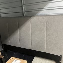 UPHOLSTERED KING SIZE BED FRAME & BOX SPRING