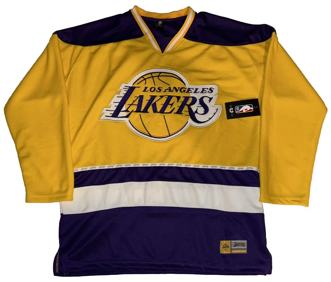 Los Angeles Lakers Hockey Jersey Men's S,M L Purple Gold New