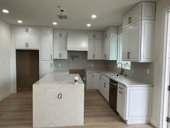 Kitchen cabinets vinyl quartz tile