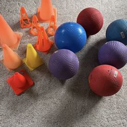 Kickballs/Dodgeballs & Cones All For 35.00 Dollars (6 Balls & 9Cones)