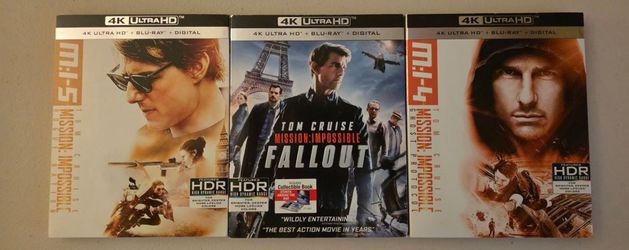 Mission Impossible 4K Ultra HD Blu-ray Lot – 3 Movies Tom Cruise