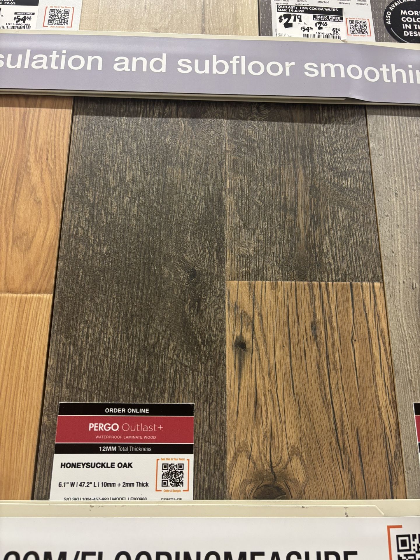 Pergo Outlast+ Honeysuckle Oak 12 mm T x 6.1 in. W Waterproof Laminate Wood Flooring 16.12 sqft/case
