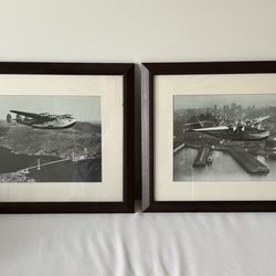 Pair of Framed Vintage Airplane Prints by Clyde Sunderland