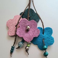 Handmade Floral Keychain Charms, Bag Charms, Homemade Leather Decoration