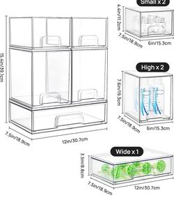 Clear Stackable Storage Drawers Set of 5,