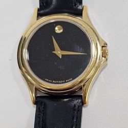 Movado Museum Watch Unisex 18K Gold Plated Case Stainless Back MODEL 87 E4 0863