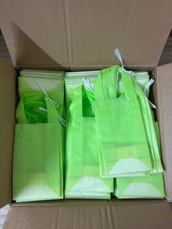 250-Pack Lime Green 5x3x8 Shopping Gift Plastic Reusable Tote Handle Bags