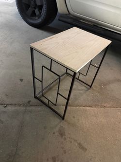 Modern Side Table with Metal Base