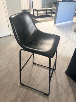 30” Black Faux Leather bar Chairs Set