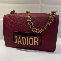 J'Adior Burgundy Crossbody Bag with Gold Chain