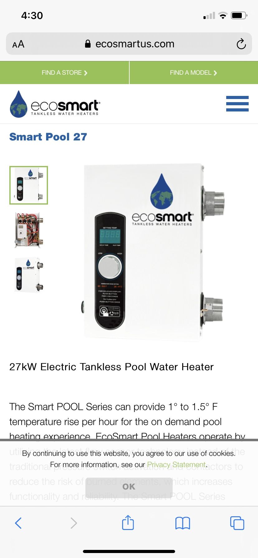 Ecosmart 27kw Smart Pool Heater Model 27 for Sale in Effort, PA - OfferUp