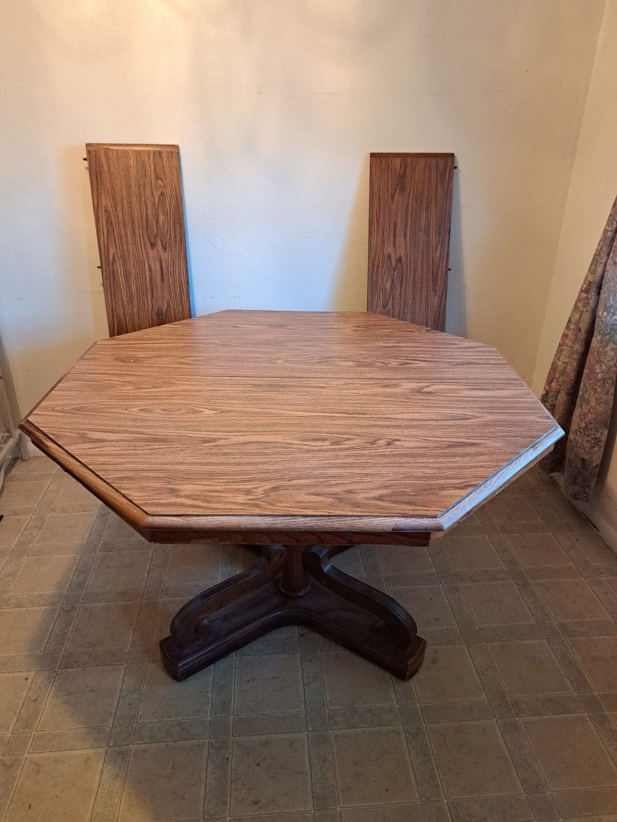 Hexagon Laminate And Wood Dining Table